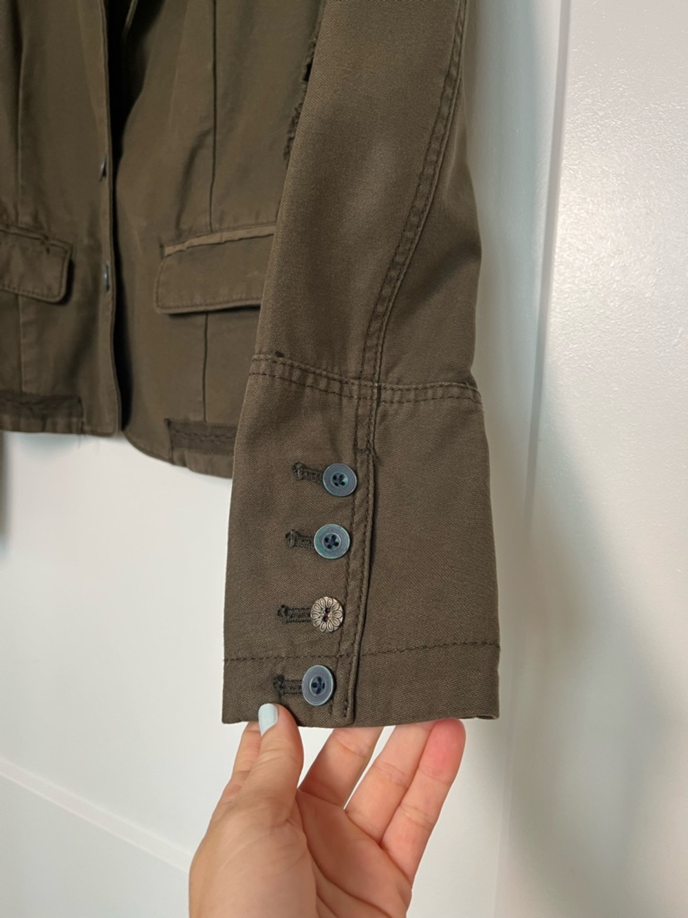 Anthropologie Hei Hei Cropped Military Blazer Jacket Olive Green Size 6 - Picture 3 of 10